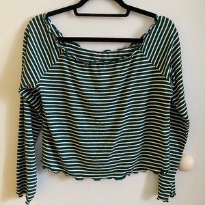 ArizonaJeans Green striped off-shoulder top